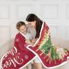 Merry Christmas Throw Blanket Watercolor Cartoon Xmas Trees Fleece Blanket for Kids Teens Adults Winter Snowflake Decor New Year