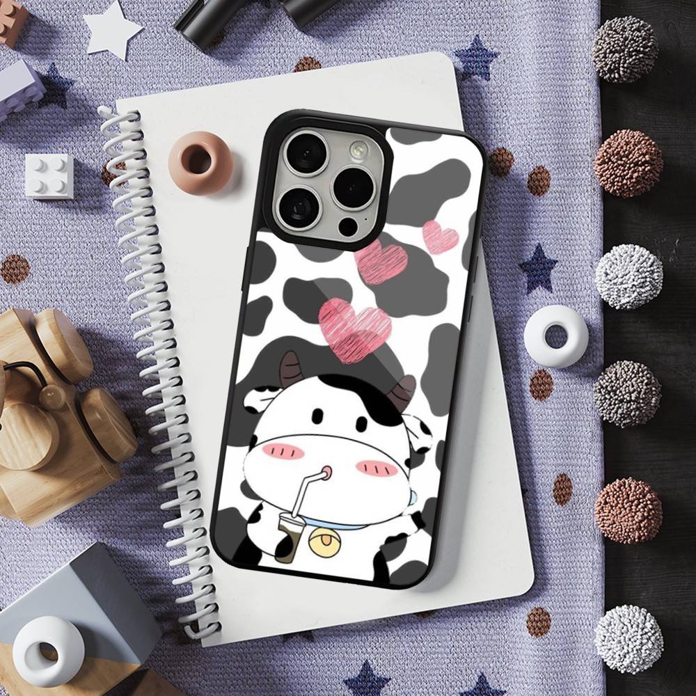 Cute Cartoon Print Cow For iPhone 12,14,11,15,13,16,17,For Magsafe,Plus,Mini, Pro,Max,Magnetic Wireless Charging Case