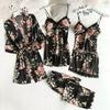 European & American Women's Sexy Lace Pajamas, Plus Size, 4-Piece Set - Homewear & Lingerie