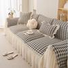 Fall Imitation Linen Couch Shield Parisian Ruffled Edge Creamy Mats Style Blossom Decorative Anti-Slip Patchwork Loveseat Pillow