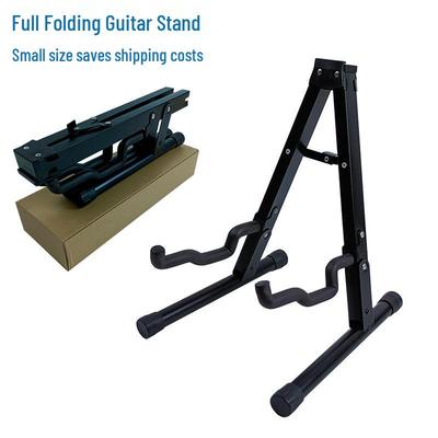 Foldable Metal A-Frame Electric Guitar Stand - Floor-Standing and Vertical Design for Musical Instruments.