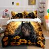 Elegant Horse Floral Home Decor Multiple Sizes Kid'S And Adults' Bedroom Exquisite 3Pc Bedding Set, Gift