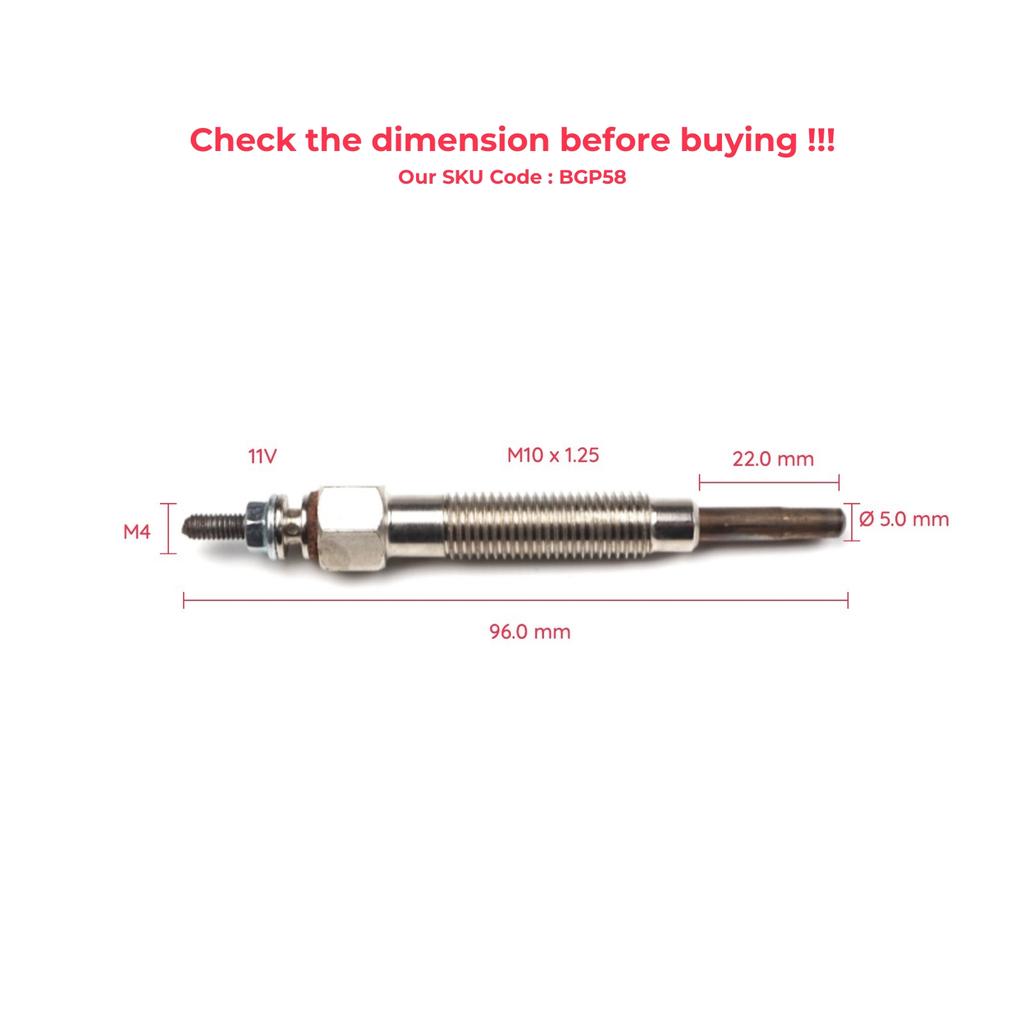 EGP58 1 Piece Heater Glow Plugs GJ55MI 0100226233 for Nissan Kia Hyundai Mitsubishi 2.3 2.5 D