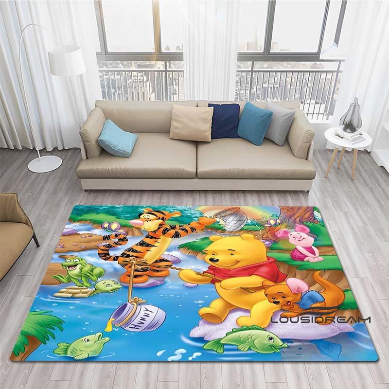 Winnie The Pooh Cartoon Pattern Rug, Bedroom Play Mat, Bedroom Decor Rug, Living Room Rug, Crawling Mat, Gift Rug