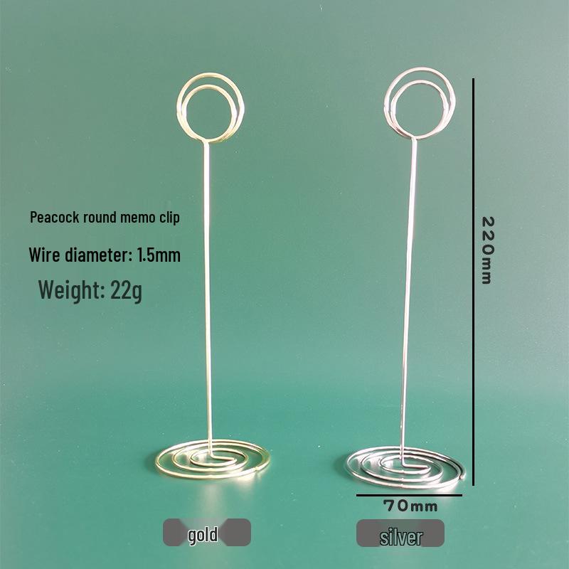 Peacock Round Memo & Business Card Holder - Heart-Shaped Desktop Metal Ornament