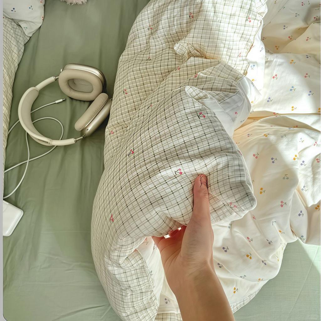 Live Broadcast Explosion Class A Maternal And Infant Grade Cotton Pure Cotton Double-Layer Yarn 4-Pcs Set Student Children'S Dormitory 3Pc Quilt Cover