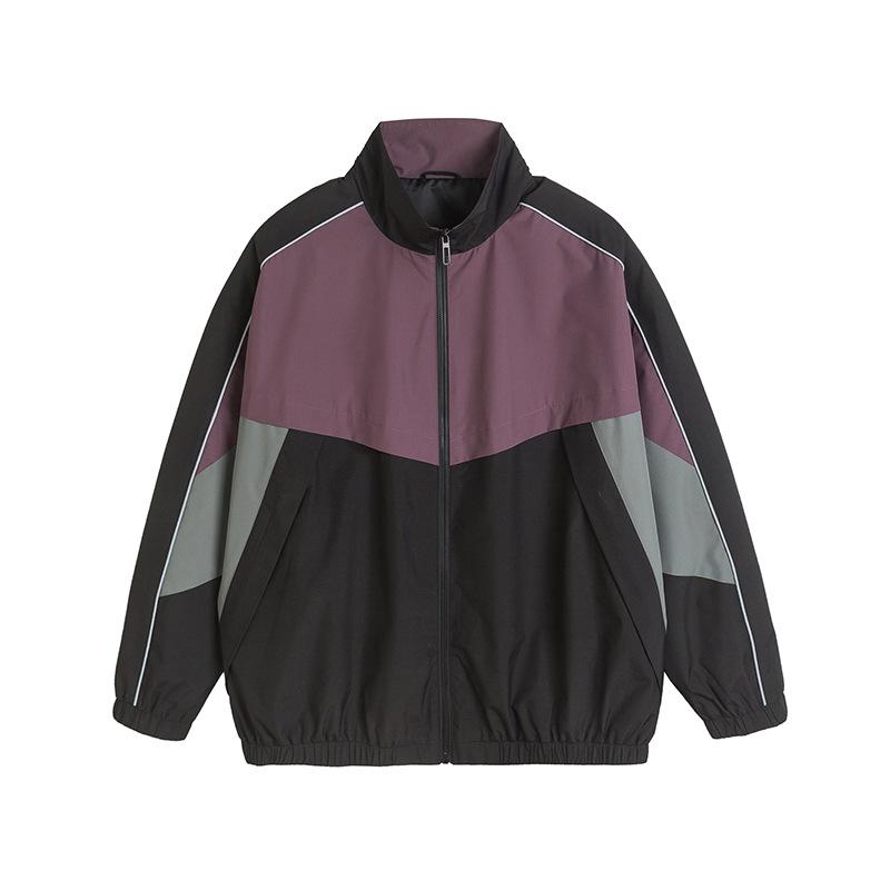 Retro Tri-Color Stand-Up Collar Casual Jacket - Men's Trendy Versatile Student Top for Spring and Autumn