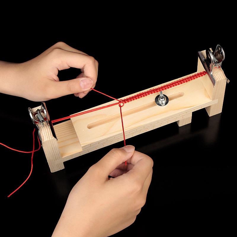 Weaver Wooden Bracelet Weaving Frame - Handmade DIY Red String Lanyard Tool & Cord Fixer.