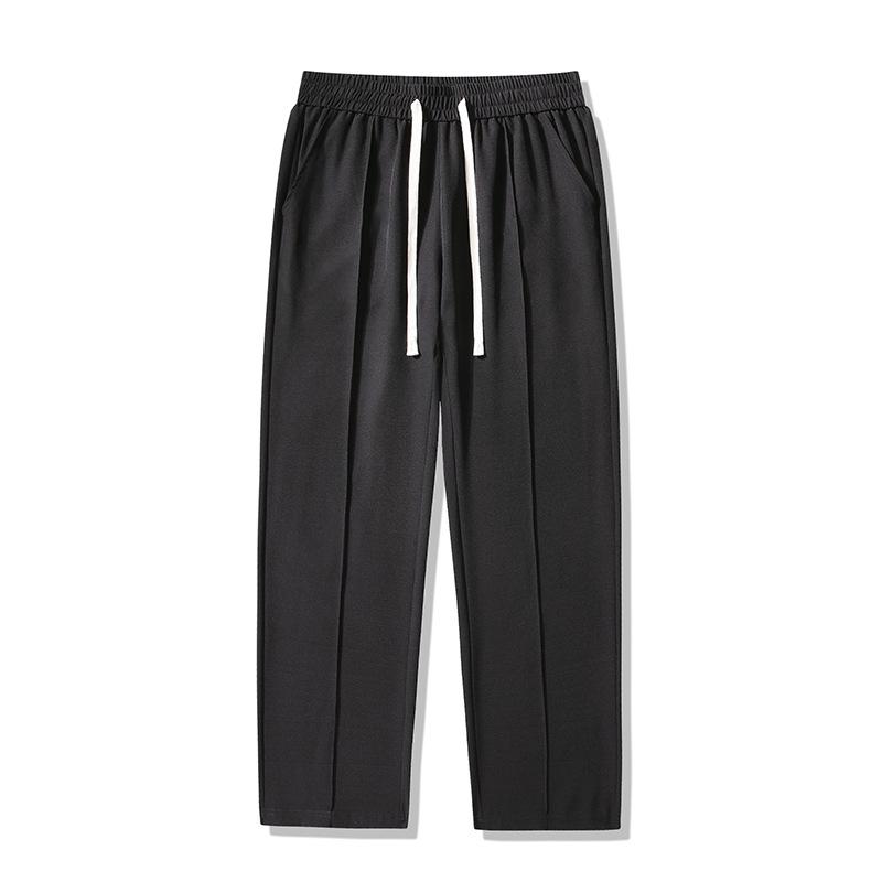 

Весенне-летние однотонные модные легкие эластичные брюки, свободные повседневные спортивные брюки, прямые брюки большого размера, M-4XL 3XL чёрный