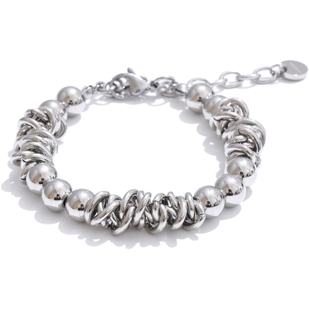 

Yhpup 18+6cm Fashion Handmade Jewelry Silver Color Stainless Steel Natural Tiger Stone Chain Men Bracelet Bangle Waterproof