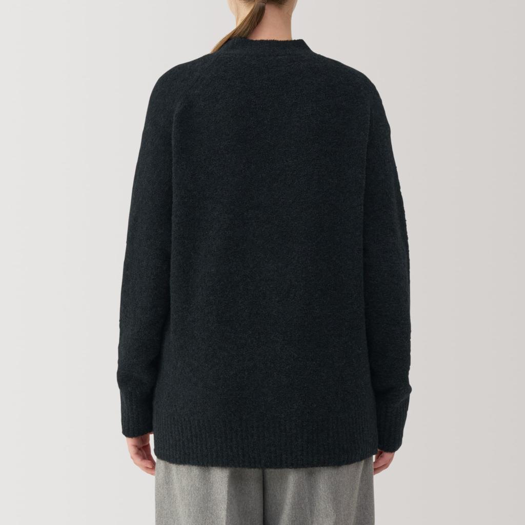 MUJI Women's Wool Blend Boucle V-Neck Cardigan, Dark Gray, Size BA1PNA4A, Women's Size S