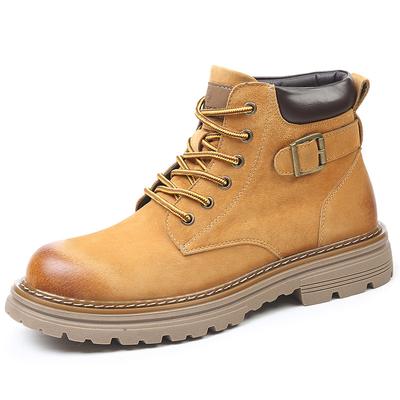 Fashion Dermis Retro Platform Boots for Men  Autumn Winter Fashion Casual Work Shoes Male Buckle Designer British Yellow Ankle Boots Man