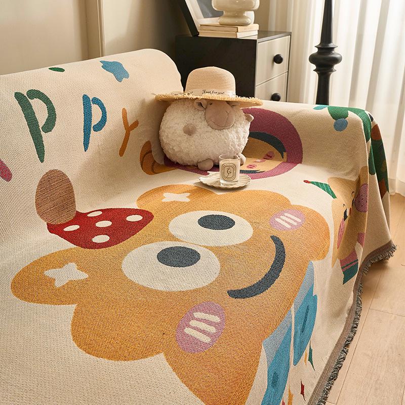 Minimalist Cartoon Puppy Sofa Cover Stain-Resistant Non-Slip One-Piece Towel for AutumnWinter 9090cm Kneel Blanket 1119₽