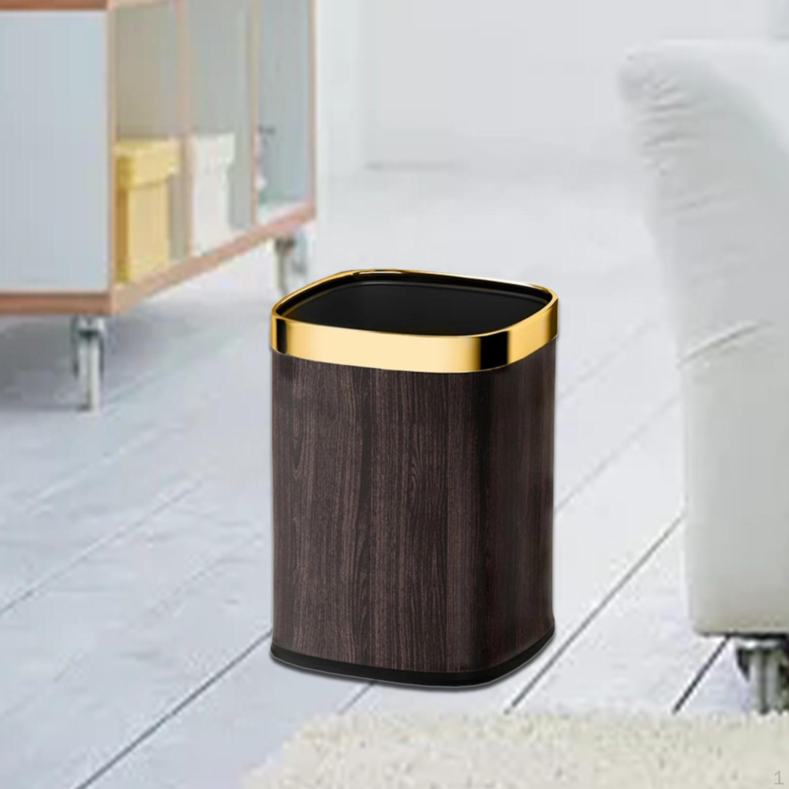 Современная деревянная мусорная корзина для организации домашнего офиса 12L Gold Vertical