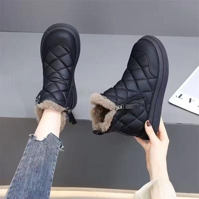 Snow Boots Women's New Winter Velvet Thickened Boots Fur Integrated Warm Cotton Shoes Versatile