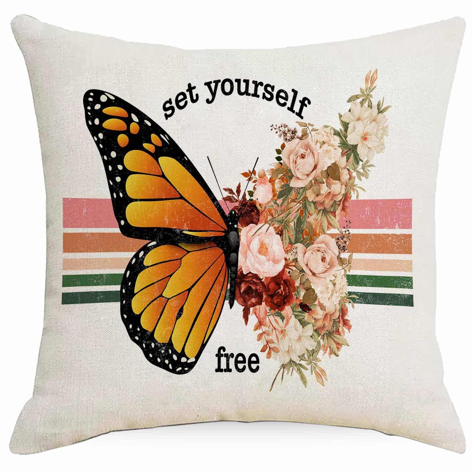 

Western Summer Butterfly Bee Flower Pillowcase Home Sofa Cushion Pillowcase Decoration 45 * 45Cm linen single-sided without core