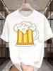 Unisex Black Crew Neck Tee Cartoon Beer Mug Foam Print Loose Oversized Streetwear Casual Short Sleeve Unisexs Summer Daily Basic Wear