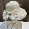 Can Tie Ponytail Sunscreen Hat Women's Summer Big Edge Sun Hat Cute Sweet Polka Dot Split Bow Bucket Hat Tide