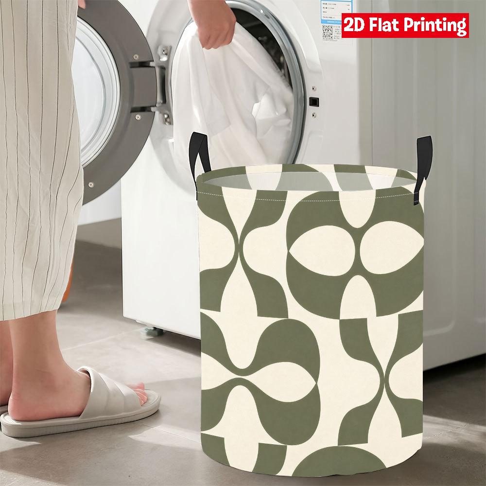 Collapsible Laundry Basket Large Round Waterproof Fabric Hamper Dirty Clothes Storage Bin Toy Organizer with Handles