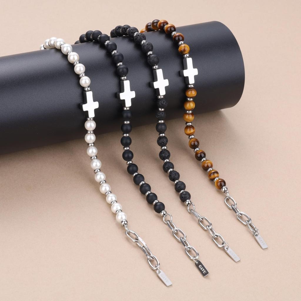 GAVU Tiger Eye Cross Power Stone Bracelet for Men
