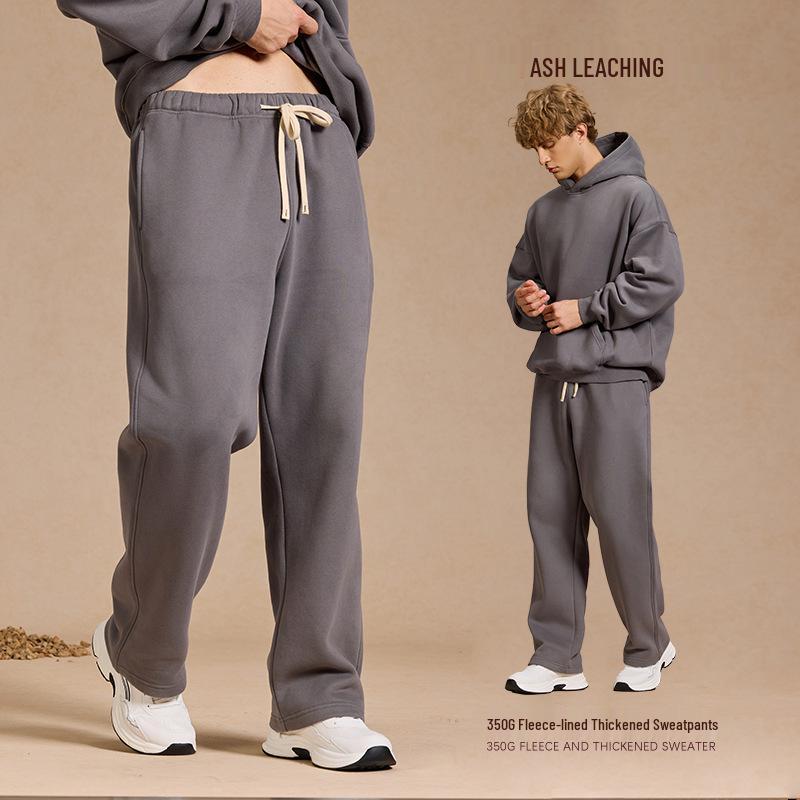 2025 A/W Men's Oversized Hoodie & Sweatpants Set: Trendy Loose Plus Velvet, Thickened and Comfortable