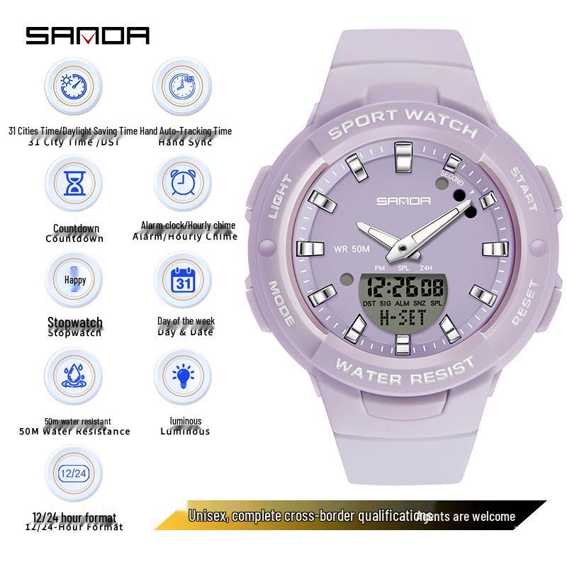 SANDA Dopamine Trend Waterdicht Casual Polshorloge voor Mannen en Vrouwen