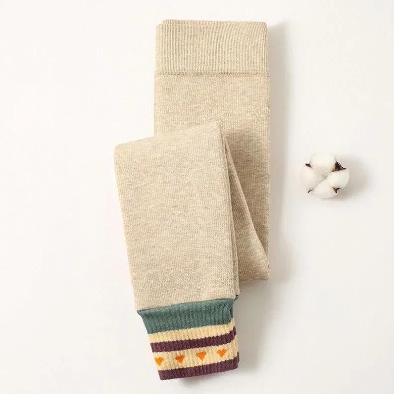 New Winter Thickening Warm Pants for Girls 3-12 Year Stripe Leggings Children Girl Skinny Plus Velvet Pencil Trousers Outfit