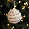 Christmas Ball Ornament Linen Design Rustic Distressed Hanging Ball Xmas Tree Decor Farmhouse Ornament
