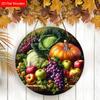 Autumn Harvest Wooden Sign with Fruits and Vegetables Pattern Design - Unique Wall Pediments - Ideal for Front Door, Yard, Porch, Room Decor