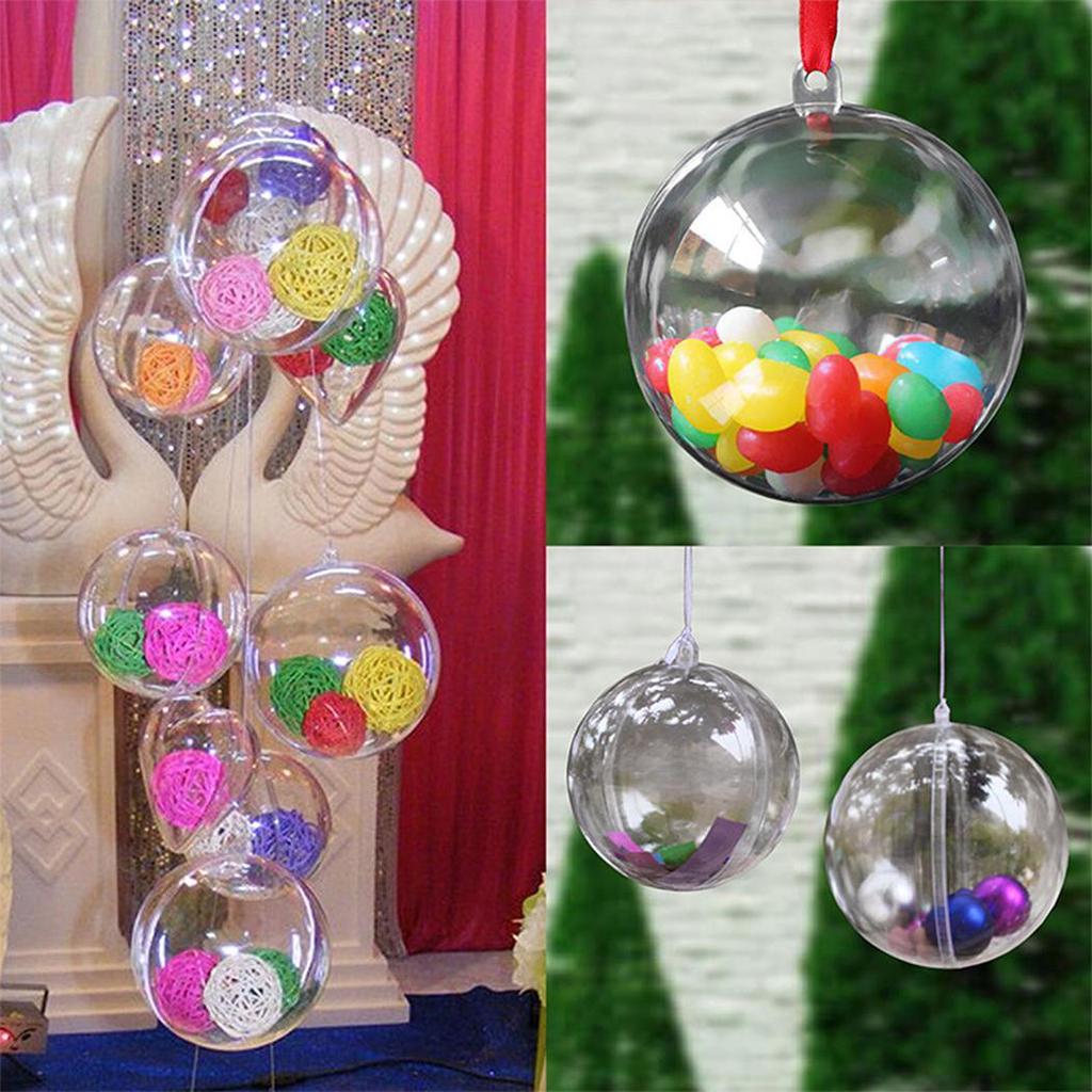 ENET 20pcs 5cm Christmas Tree Baubles Decorations Clear Round Glass Fillable Plastic Craft Balls Ornaments ENET 20pcs 5cm Christmas Tree Baubles Decorations Clear Round Glass Fillable Plastic Craft Balls Ornaments
