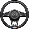 QiuFu Mazda Atez Angkesela Stūres Rats Oglekļa Šķiedras Raksts Īsta Āda Interjera Aksesuārs priekš un Premium Luksusa Vidēja 38cm Pārsegs, CX-3,