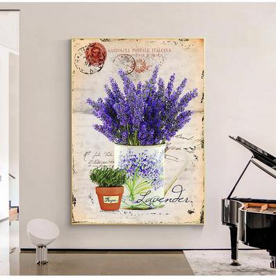 Vintage Mor Lavanta Tuval Boyama Provence Manzara Duvar sanat posterleri Yağlıboya Ev Dekor Oturma Odası Resim Yok Çerçeve