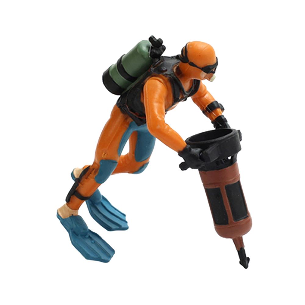 Treasure Chest Hunter Diver Action Figure Fish Tank Ornament Air Bubbler Movement Aquarium Undersea Landscape Decorations