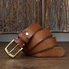Belt Men's Thick Retro Vegetable Tanned Cow Leather Brass Buckle Belt Men's Casual Rough Fashion