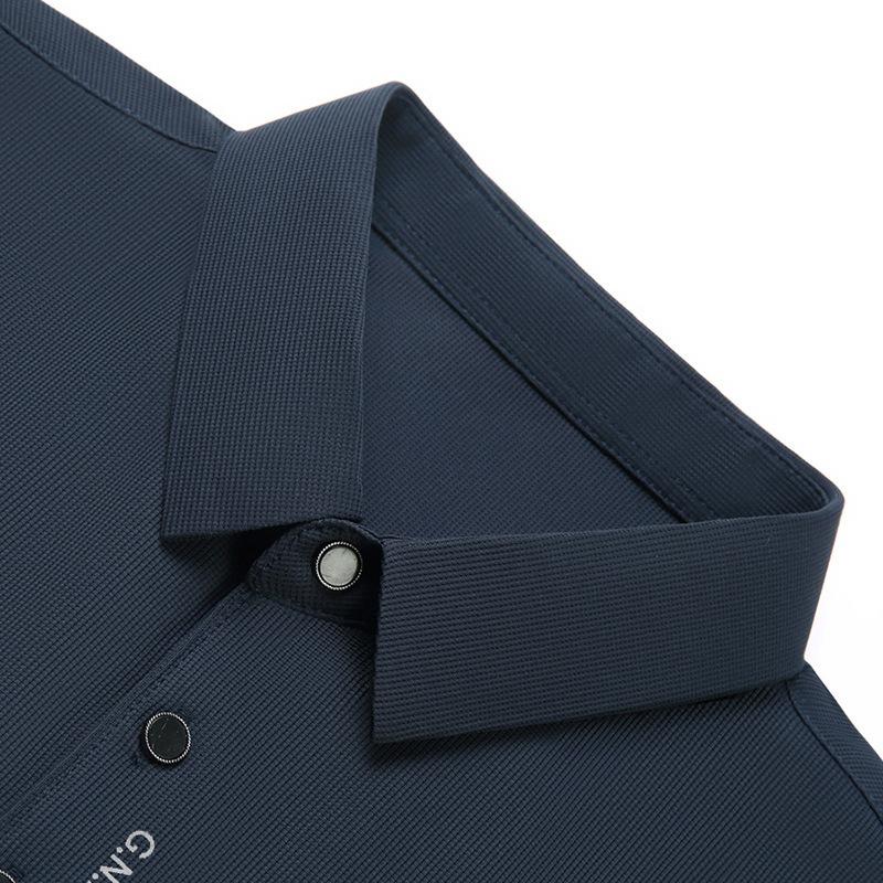 Lapel Polo Shirt Men'S Short-Sleeved Casual Business High-End Waffle Polo Shirt Solid Color