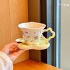 High-value French small floral coffee cup, ceramic cup and saucer set, practical gift box for girls' girlfriends