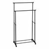 Double Clothes Rail On Wheels, Black