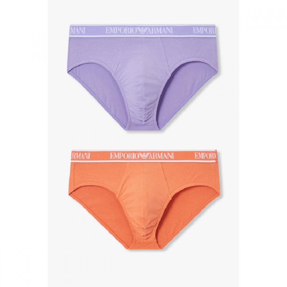 Emporio Armani Мужские Хлопковые Трусы S Рамка Логотип 2 шт. Комплект 08151 11301 11303 M(100)