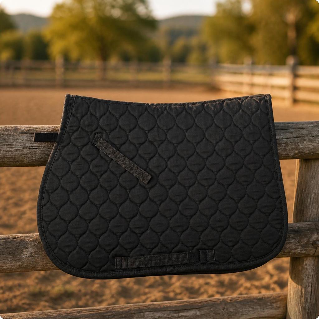 ShockAbsorbing Quilted Saddle Pad | Secure HookandLoop Straps, Contoured Pad, for Horse
