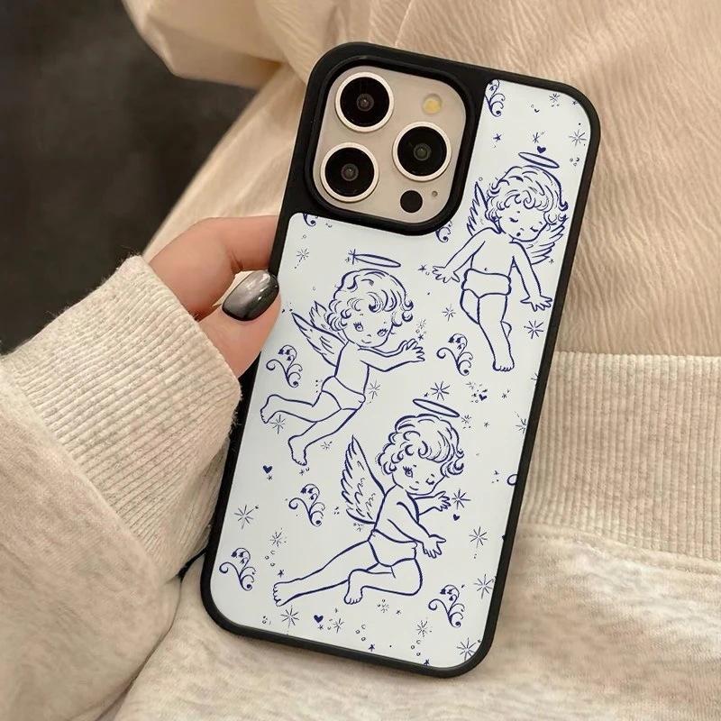 Süßer kleiner Engel geeignet für iPhone17promax Handyhülle 15 süß 14 große Löcher 16 matt PC13 Hartschale
