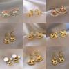 Unique Horse Theme Ear Studs Gold Finish and Stones Adorned for Parties Formal Event Elegant