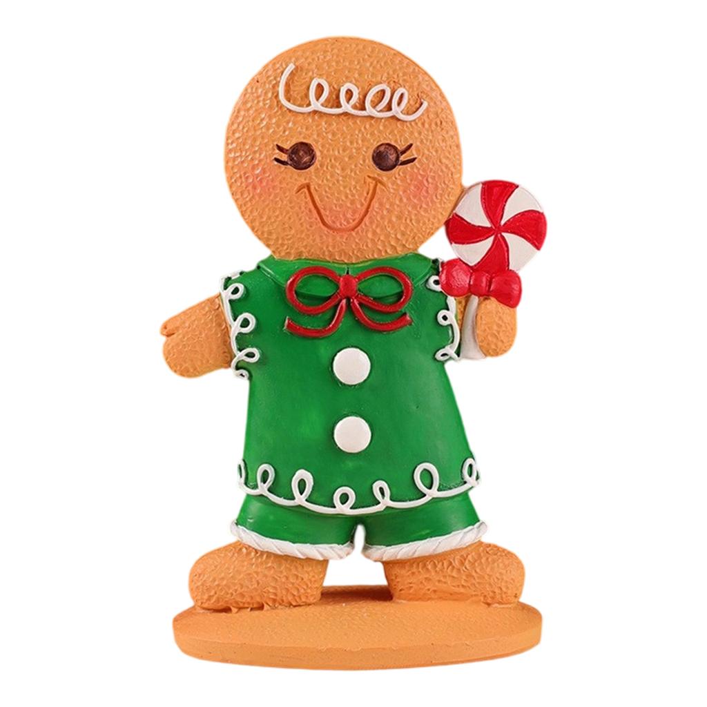 Gingerbread Man Resin Ornament Christmas Figurine Decoration For Tabletop Shelf Display Holiday Party Centerpieces