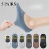 5 párov pánskych sieťovaných ponožiek do lodičky z ľadového hodvábu, tenkých letných priedušných s bavlnenou spodnou časťou, protišmykových, neviditeľných ponožiek
