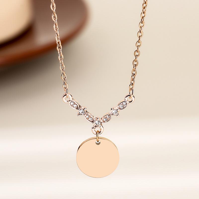 Stainless Steel V-Shape Necklace with Multiple Accessories and UV Color Printed Cross Chain