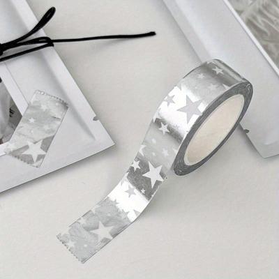 Dekoratives Washi Tape in Silbersternform, Mehrzweck-Masking-Tape, Ins-Stil Silbernes Tape Aufkleber Schulanfang