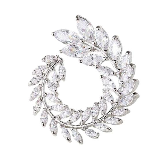 Laurel Leaf Hoop Earrings for Women, Silver Plated Earrings, Elegant Circular Earrings, Fashion Jewelry for Party Daily Wear
