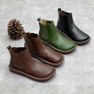 Leather Martin Boots Single Boots Casual Cigarette Boots Flat Short Biker Boots Chelsea Boots