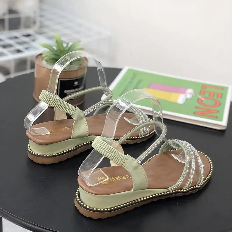 Fashion Women's Sandals 2024 New Summer Fashion Spring Sandals Women's Flat Open Toe Buckle Lightweight Sexy Beach Sandals Zapatos