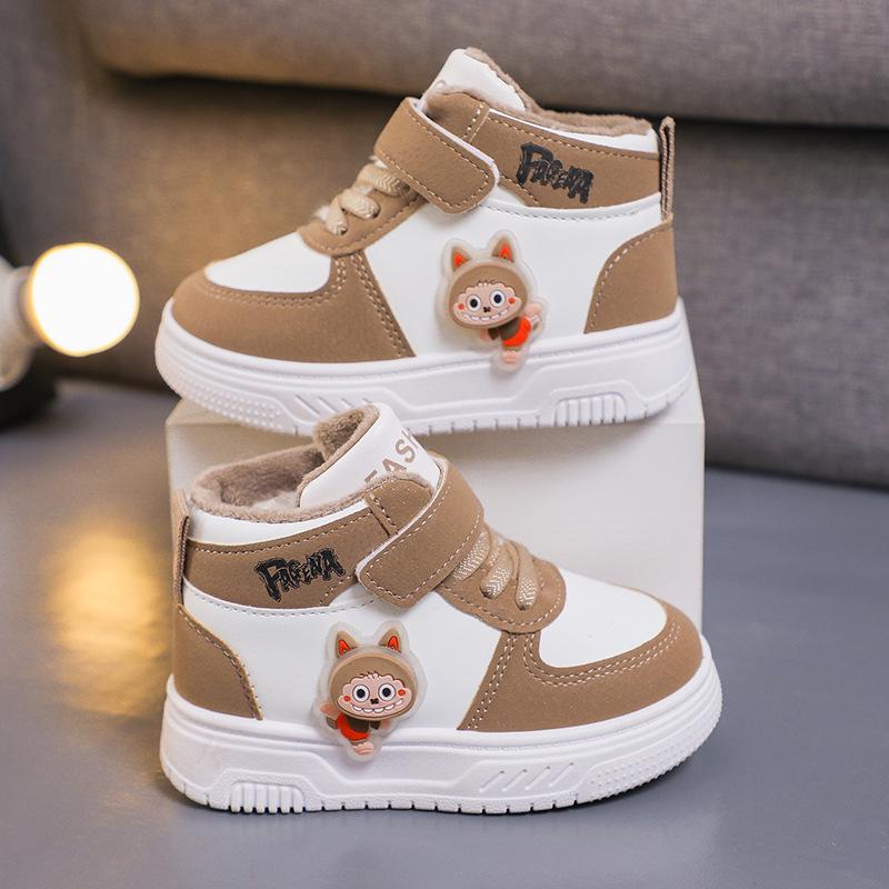 Girls' High-Top Canvas Shoes: Soft Sole, Shock-Absorbing, Anti-Slip Sports Sneakers for Toddlers & Kids - Autumn/Winter 2025 Collection.