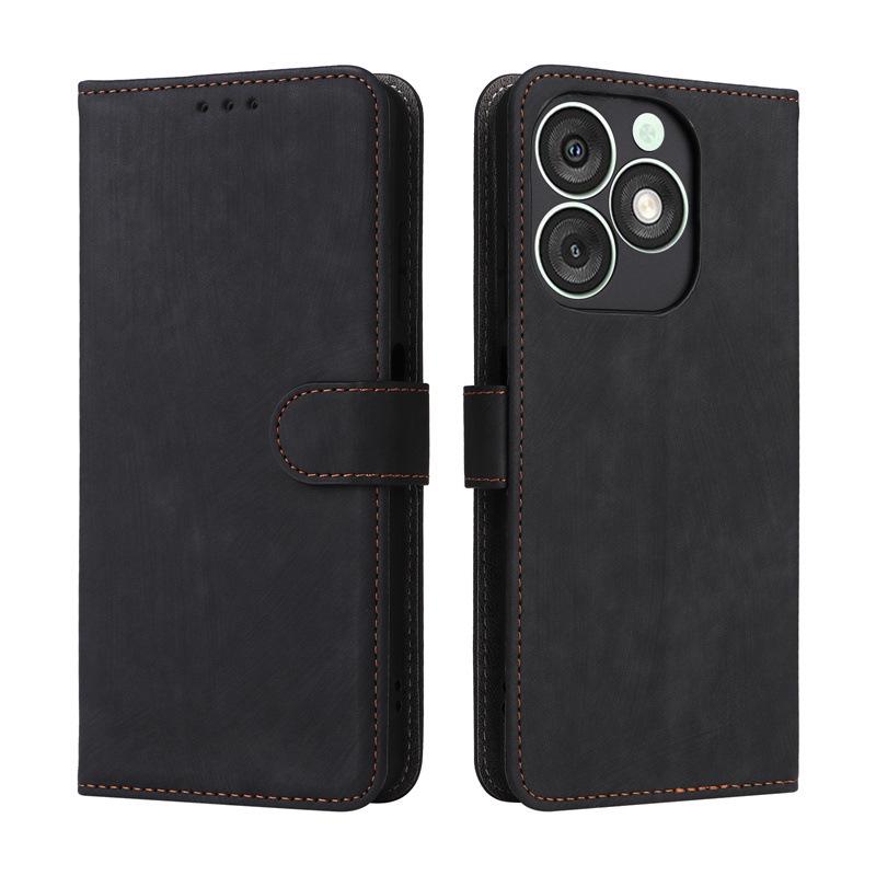 ITEL A50 Leather Phone Case with Card Slot, Stand, and Lanyard Wallet – Protective Cover